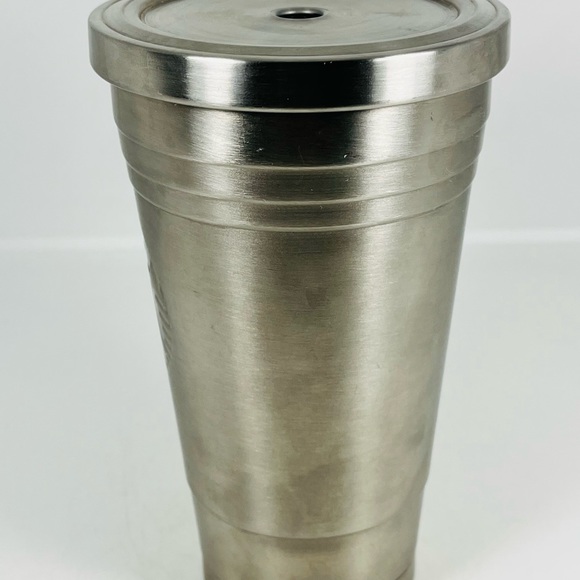 Starbucks 2012 Stainless Steel Silver Embossed Cold Cup Tumbler 16oz No Straw - Picture 2 of 9